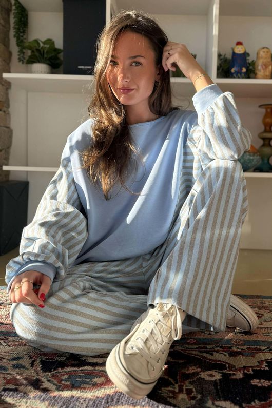 Shoreditch Stripe Lounge Flare Trouser Iceberg & Grey 